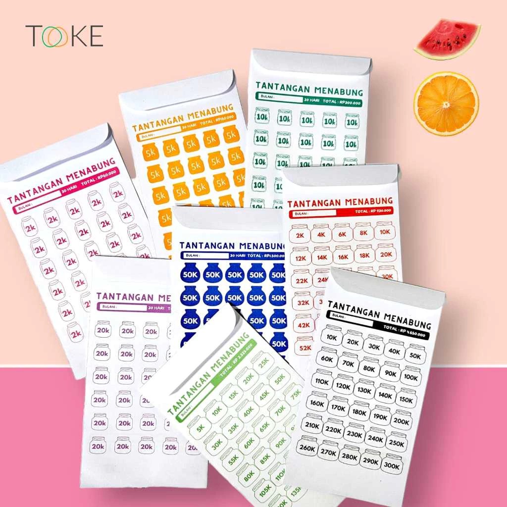 

Saving Challenge / Tantangan Menabung / Pouch Tabungan / Tabungan Target / Celengan Target / Pouch