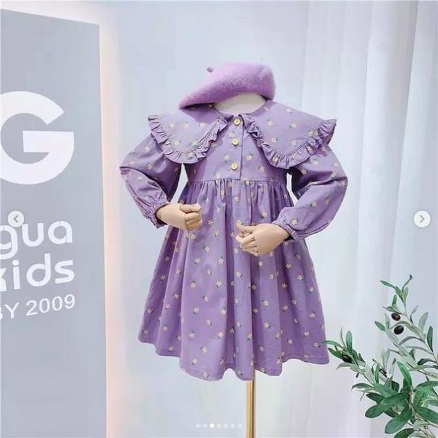 (Expert) Lavender Collar Dress Dress Import anak warna Lilac Dress ungu
