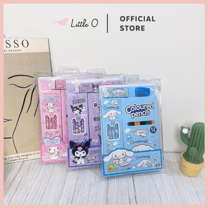

ASLI 5in1 Sanrio Paket Coloured Pencils Paket Belajar Mewarnai Goodiebag Alat Tulis Sekolah Pensil