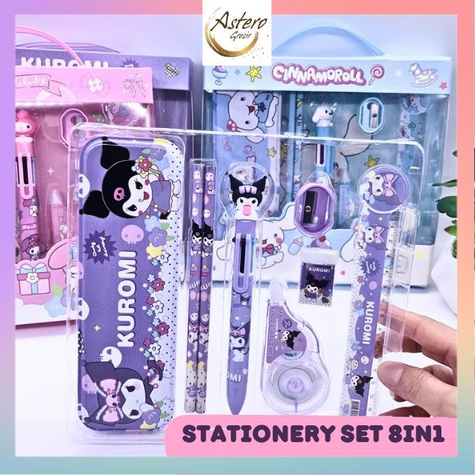 

TERLARIS Set Alat Tulis Anak 8 in 1 Motif Sanrio Kuromi Melody Cinoroll Stationary Set Sekolah Lucu