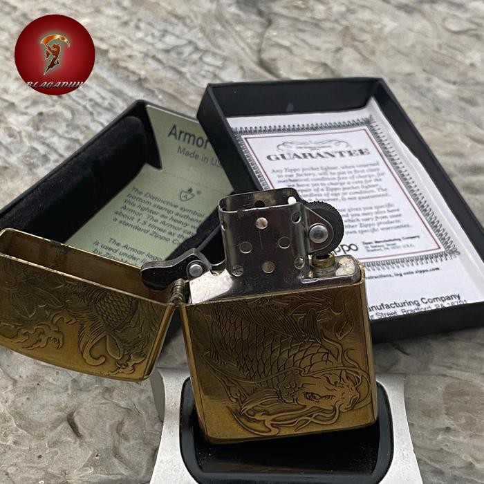Zippo Fish Logo Gold "Armour Case"