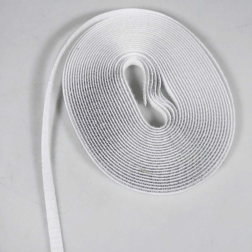 Duplaisir Pita Perekat Velcro Pengikat Hook and Loop Strip Tape 8mm Putih 10 M