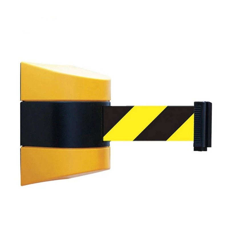 

5-10m Belt Length Wall Mounted Retractable Belt Barrier With Yellow / Black Striped Caution Belt for