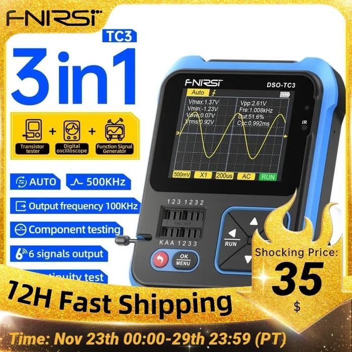 FNIRSI DSO-TC3 Digital Oscilloscope Transistor Tester Function Signal