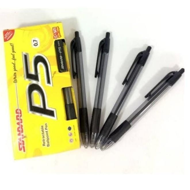 

TERMURAH Pulpen Bolpoin Alat Tulis Sekolah P5 Isi 12Pcs 0.7 Hitam READY STOCK