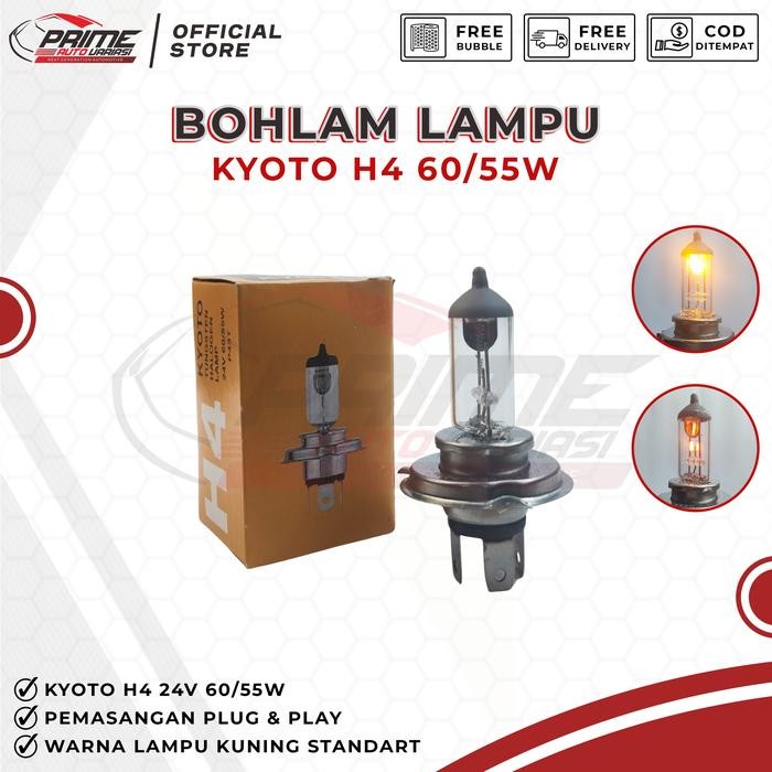 Ready Bohlam Lampu Halogen Kyoto H4 P43T 24V 60/55W Original Terbaru
