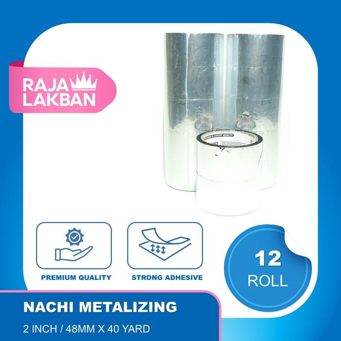 

Lakban Perak Aluminium NACHI Metalized OPP 2 inch/ 48mm X 40 yard - Perak/ Silver Chrome - LUSIN