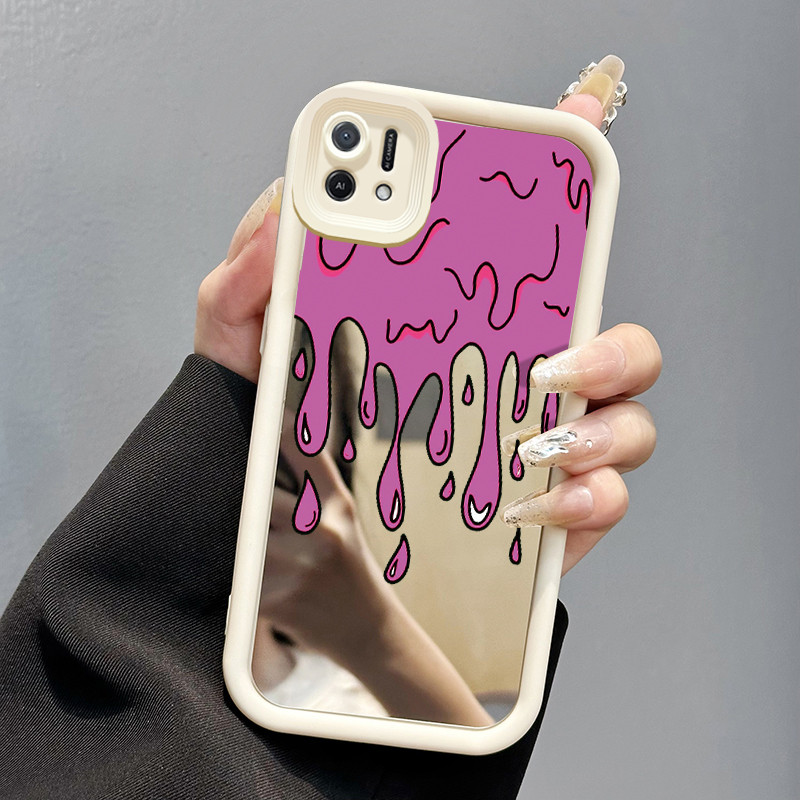 Casing Hp OPPO A16K OPPO A16E Case Softcase Kesing Film cat merah muda ponsel Cesing terbuat dari ka