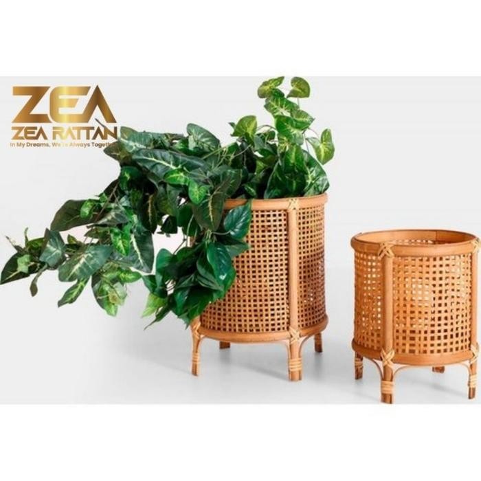 Standing Pot Anyaman Webbing Rotan Natural Murah Minimalis High Quality