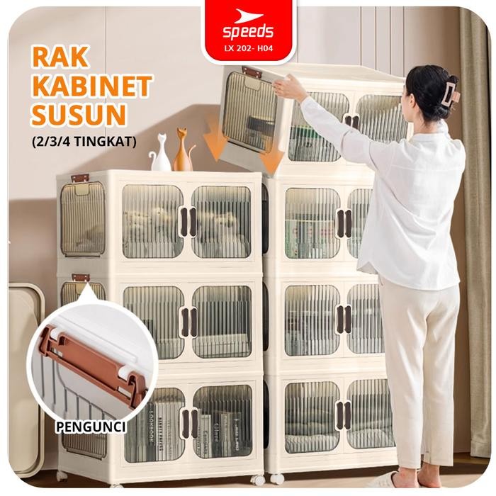 SPEEDS Rak Kabinet Susun Lipat Storage Stabil Kuat Foldable Cabinet Rak Tas Sepatu Plastik Lemari