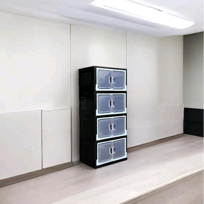 Lemari plastik lipat transparan 4 susun