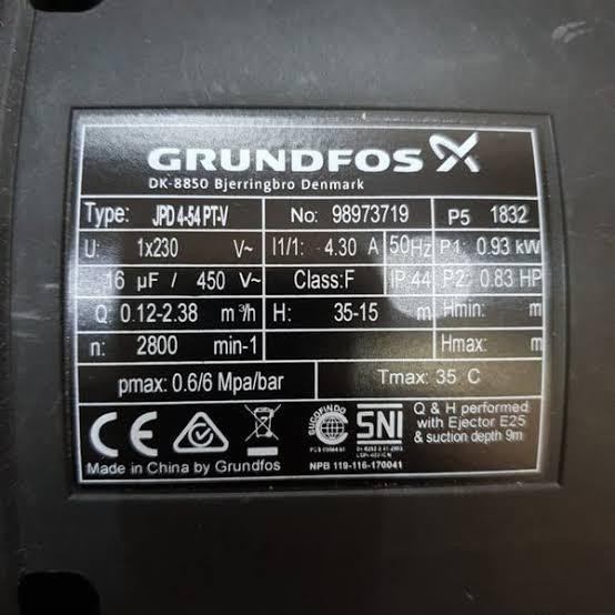 Terlaris Grundfos Pompa Jet / Jet Pump Jpd 4-54 Pt