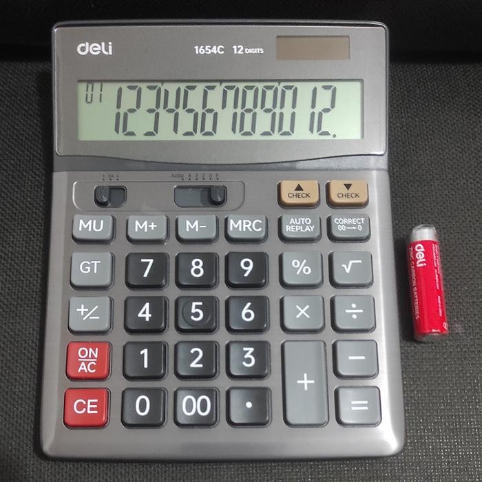 

Kalkulator Besar 12 Digit Cek Ulang Metal Baterai AA A2 Deli E1654
