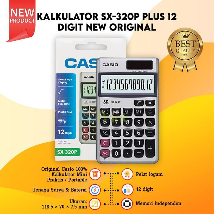 

Kalkulator Saku Casio SX 320P 12 Digit Calculator Pocket New Original