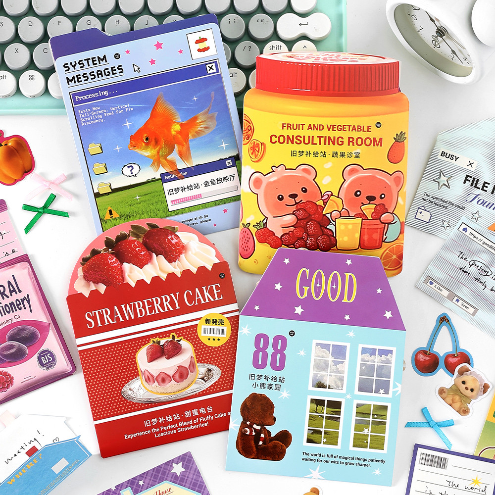 

Y2K Style Retro Series Material Paper Card Set Composite Material DIY Sample Data Korean Food DIY