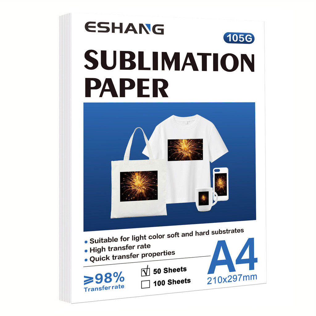 

ESHANG Sublimation Paper A4 50 Sheets for Any Inkjet Printer Which Match Sublimation Ink 105g