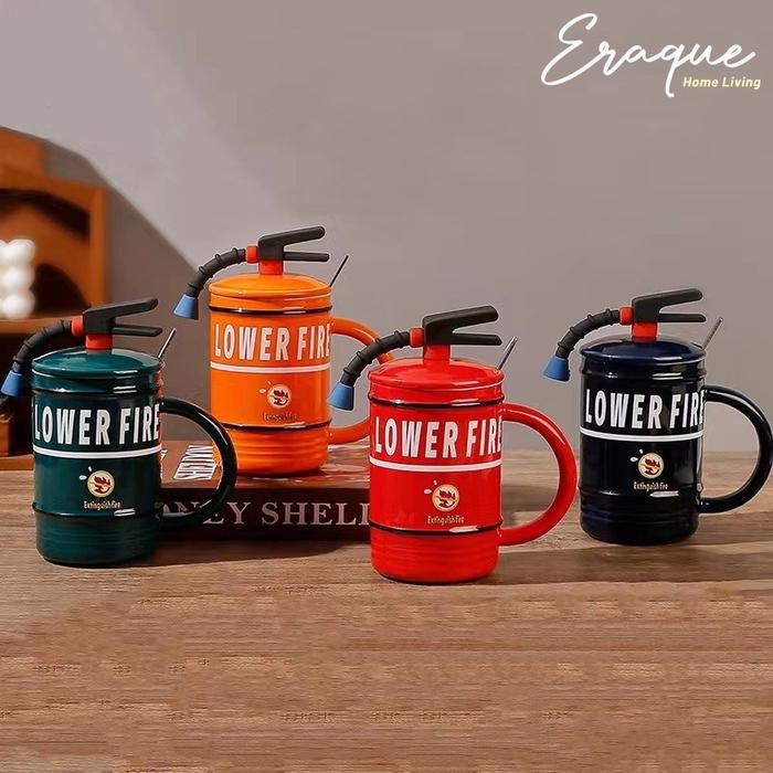 Lower Fire Mug / Gelas Cangkir Gift Cup Keramik Korea Hadiah Anak Lucu Pemadam Kebakaran Imut