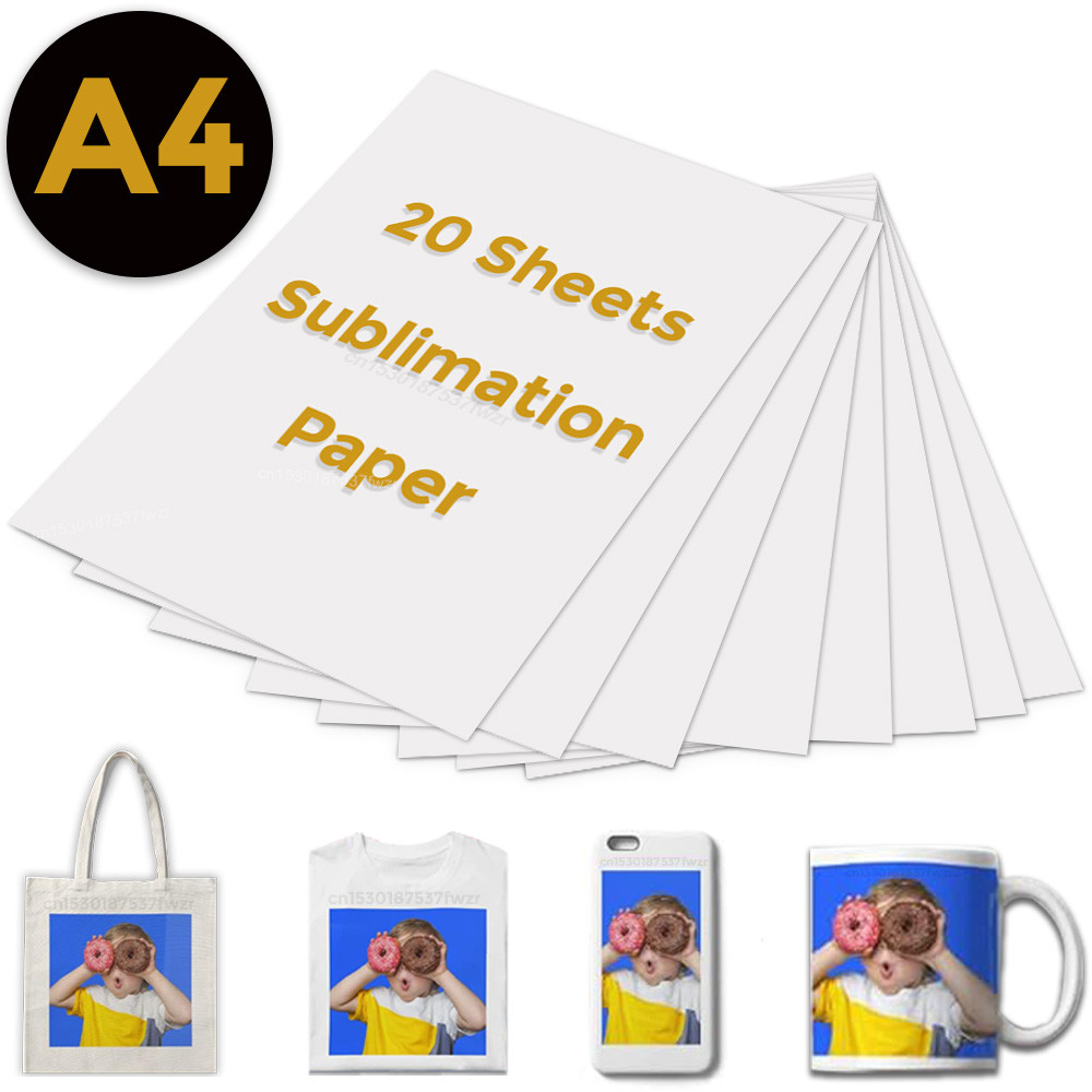 

20 Sheets A4 Sublimation Heat Transfer Paper for Cotton T-shirt Bag Phone Case Mug fit for all
