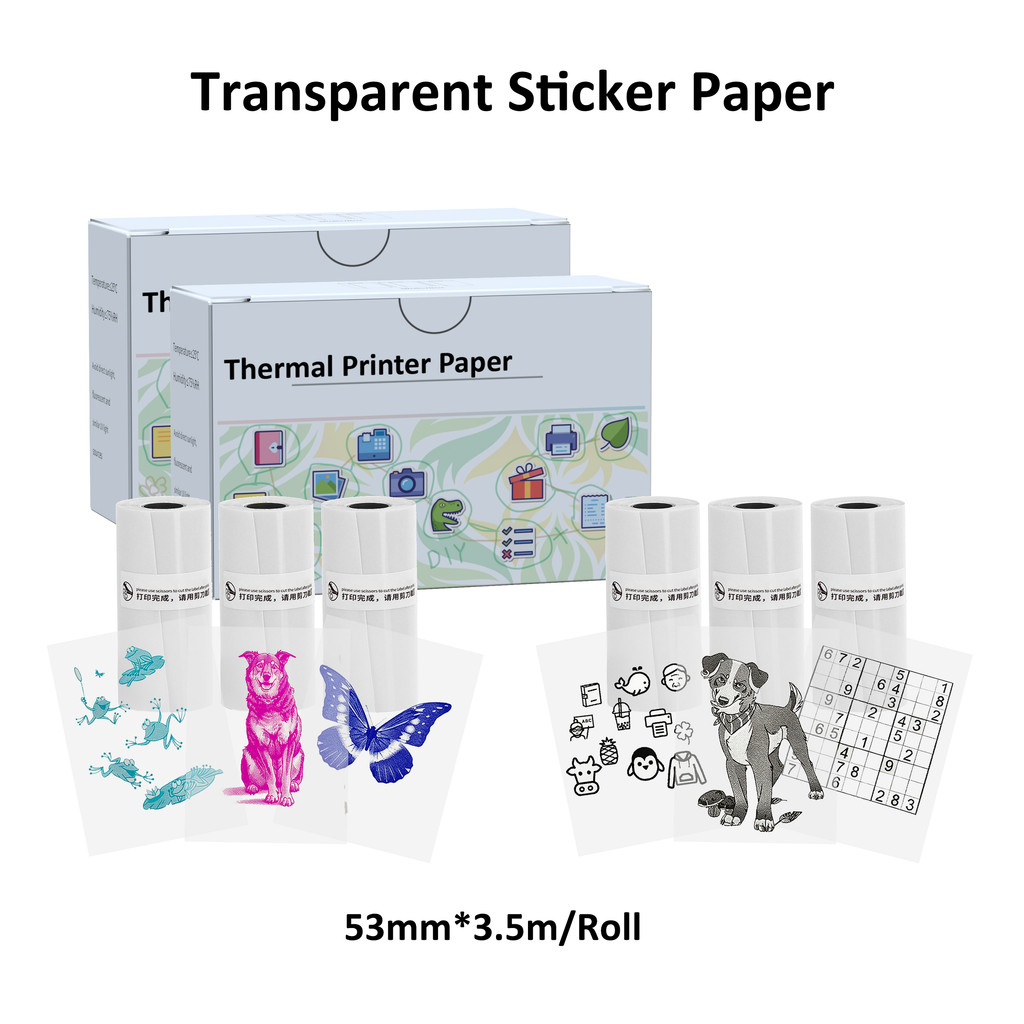 

3-Rolls Transparent Color Sticker Paper Self-Adhesive Printer Rolls for Crafts Scrapbooking