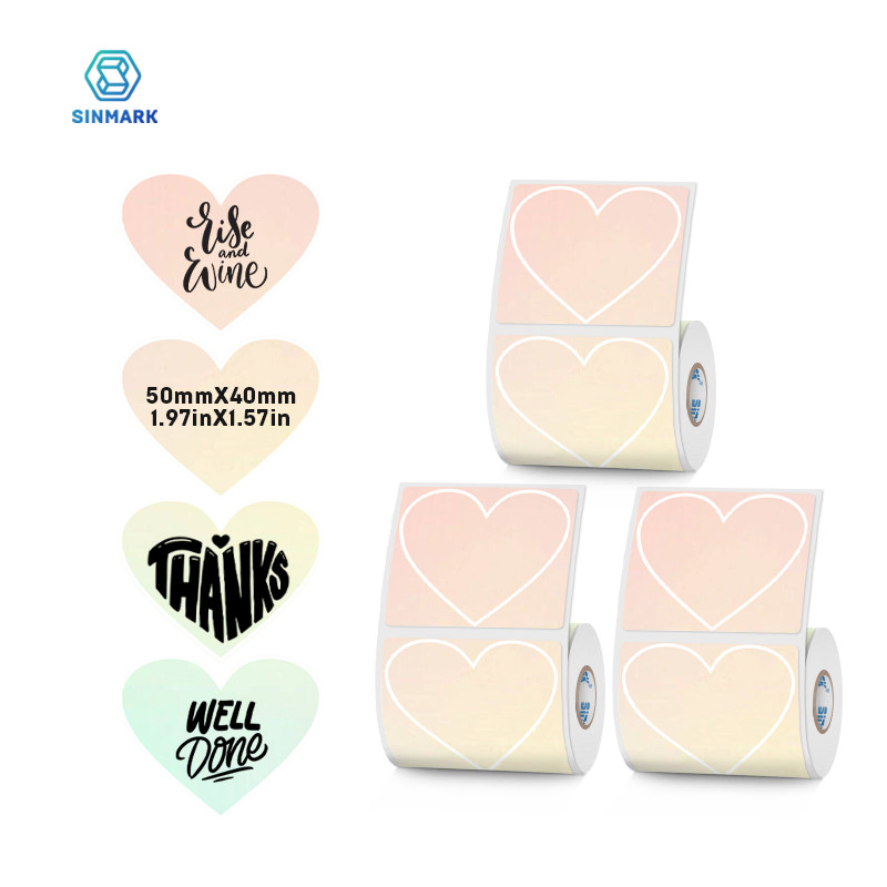 

SINMARK Heart Shaped Colorful Thermal Label Paper Stickers Irregular Stickers Gift Tags Compatible