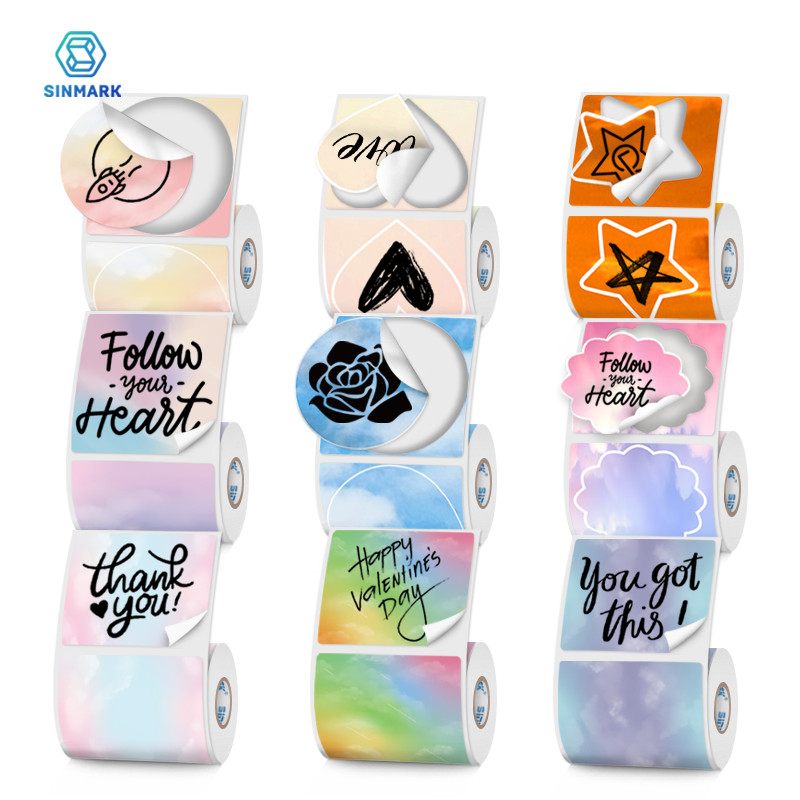 

SINMARK 2 Rolls Colorful Label Sticker for SK58 Portable Thermal Printer Self-Adhesive Paper Support