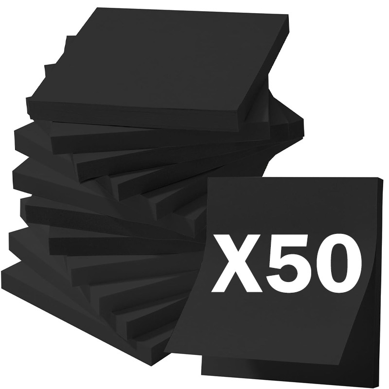 

New Solid Black Sticky Notes Self-Stick Notes Pads Posted It for Office School Stationary 50 Sheets