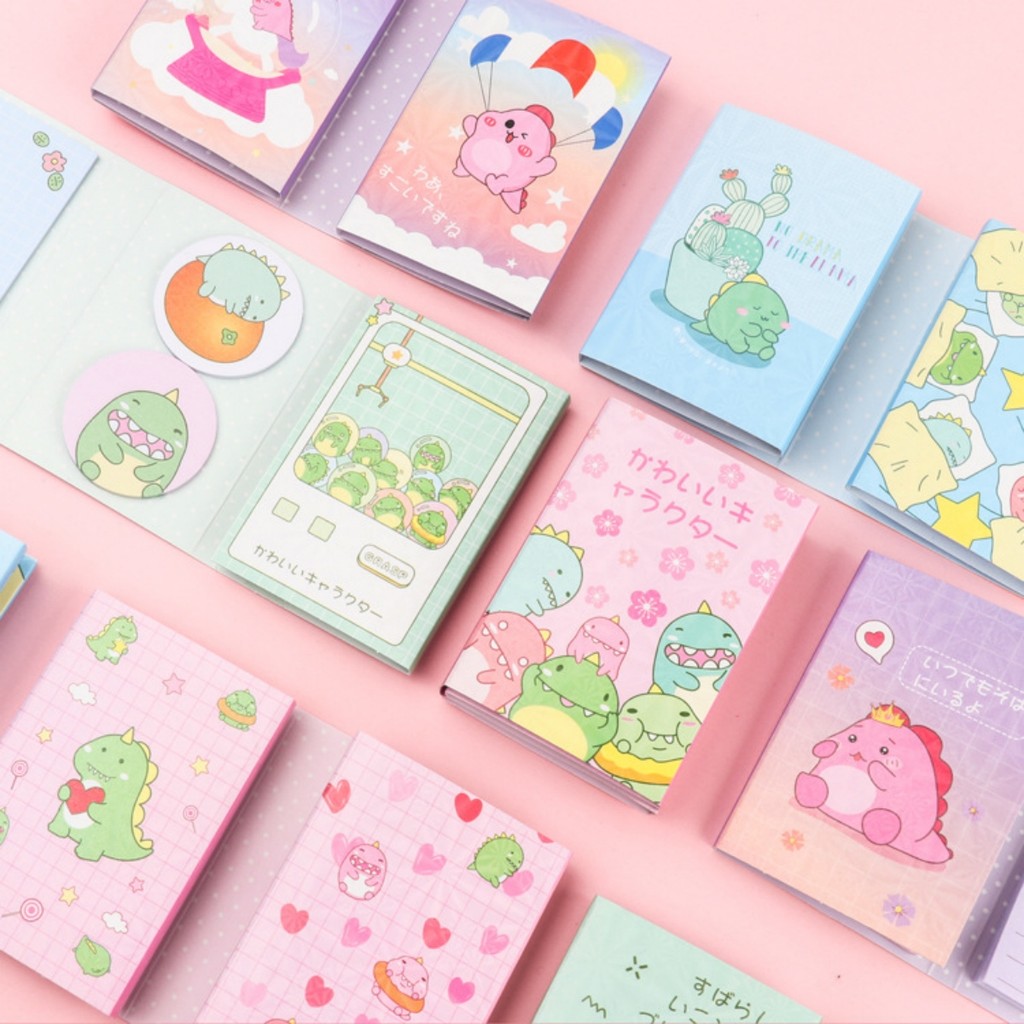 

New Pattern Happy Dinosaur Monster 6 Folding Memo Pad N Times Sticky Notes Memo Notepad Bookmark