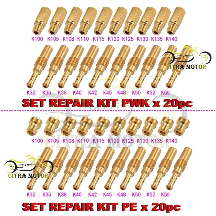 SET REPAIR KIT 20 PC PILOT JET MAIN JET PE / PWK KEIHIN ORIGINAL ASLI JET MJ PJ KEIHIN MIKUNI SUDCO