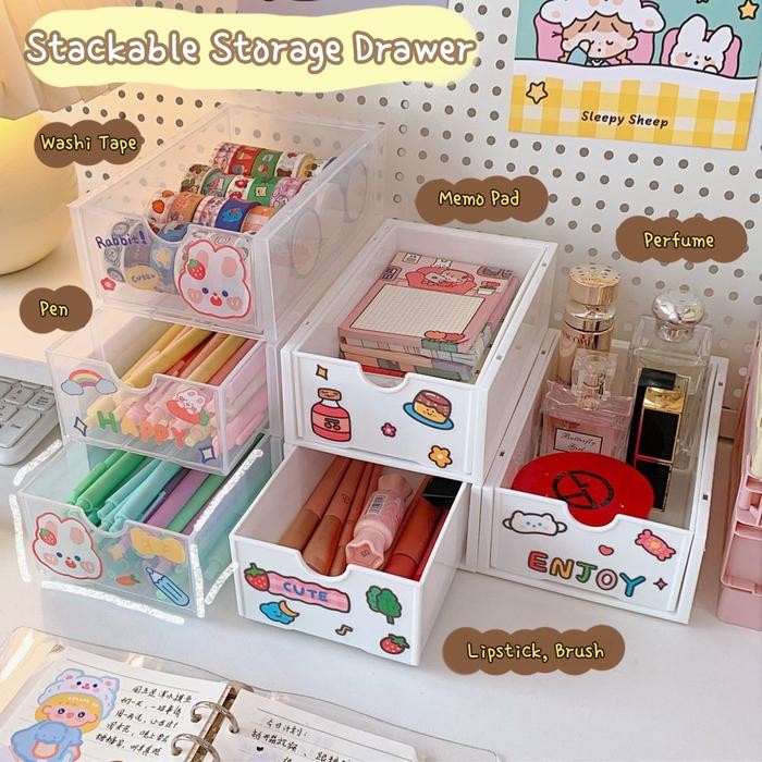 [MILOLI] Stackable Mini Drawer Storage Box Laci Mini Aesthetic Korean Desk - F0130