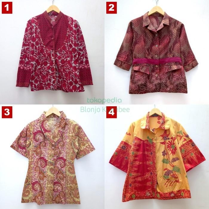 ASLI Atasan Batik Wanita merah maroon / oren / / oranye / blazer READY STOCK