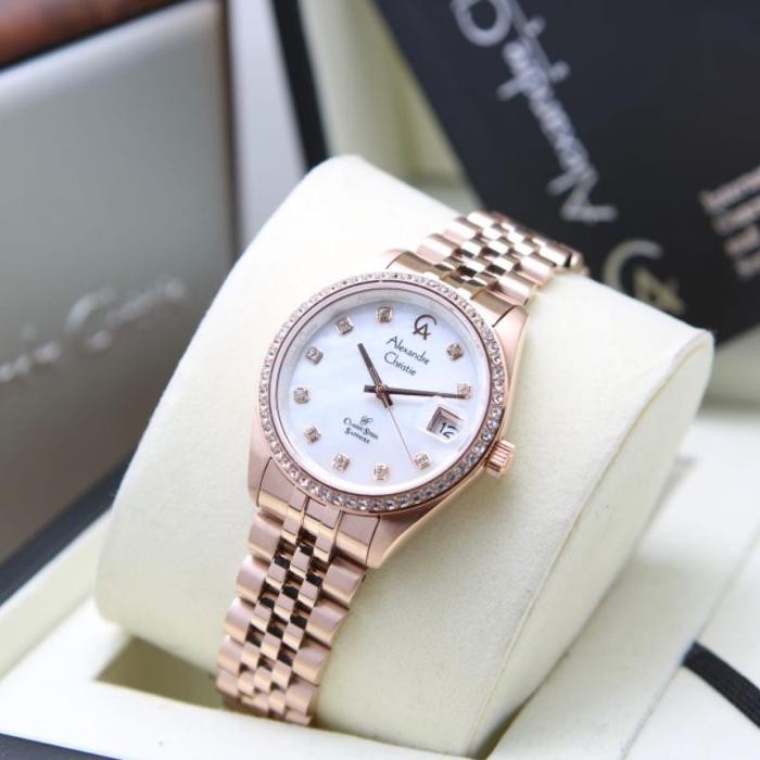 ALEXANDRE CHRISTIE AC5012 AC 5012 ROSEGOLD WHITE JAM WANITA ORIGINAL