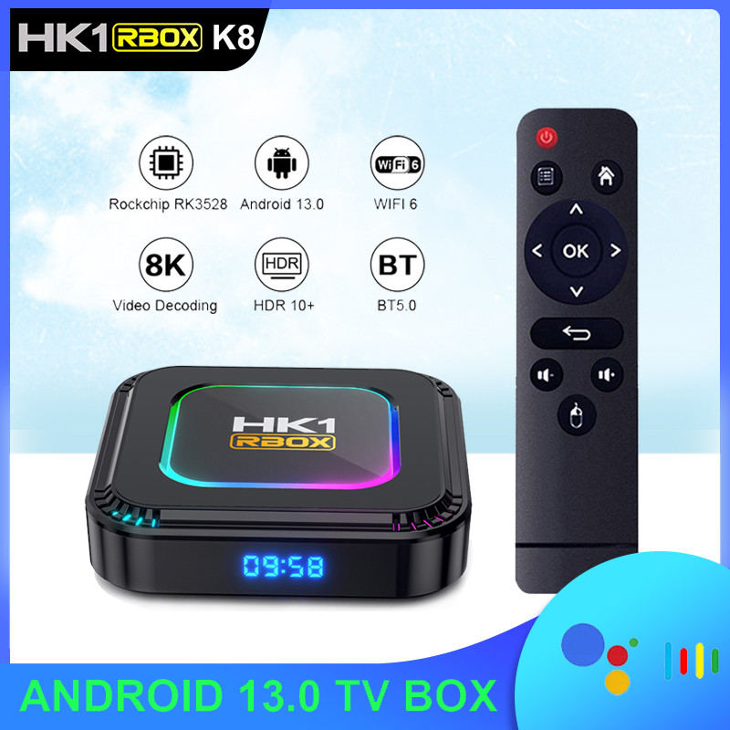 HK1 RBOX K8 Android 13.0 Smart TV BOX RK3528 4G 32G 64G 128G 2.4G 5G Dual WIFI 4K 8K 3D BT WIFI6