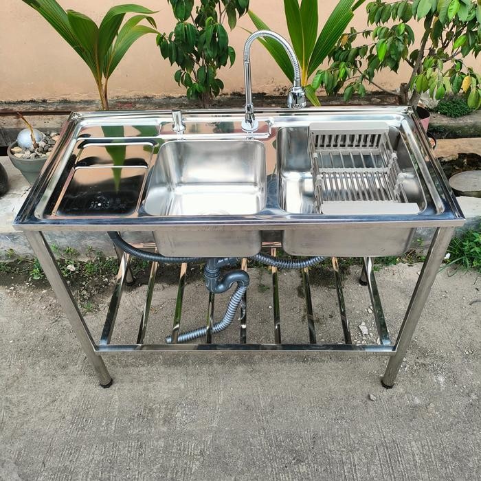 Diskon Paket Komplit Bak Cuci Piring 2 Lobang Portable/Bcp Portable/Sink