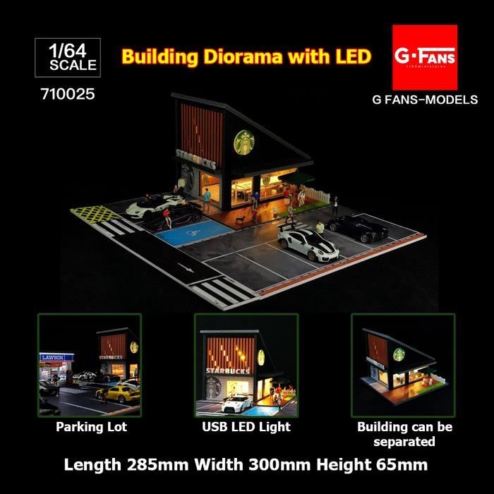 G-Fans Models 1/64 Premium Diorama Diecast Starbucks with LED Light