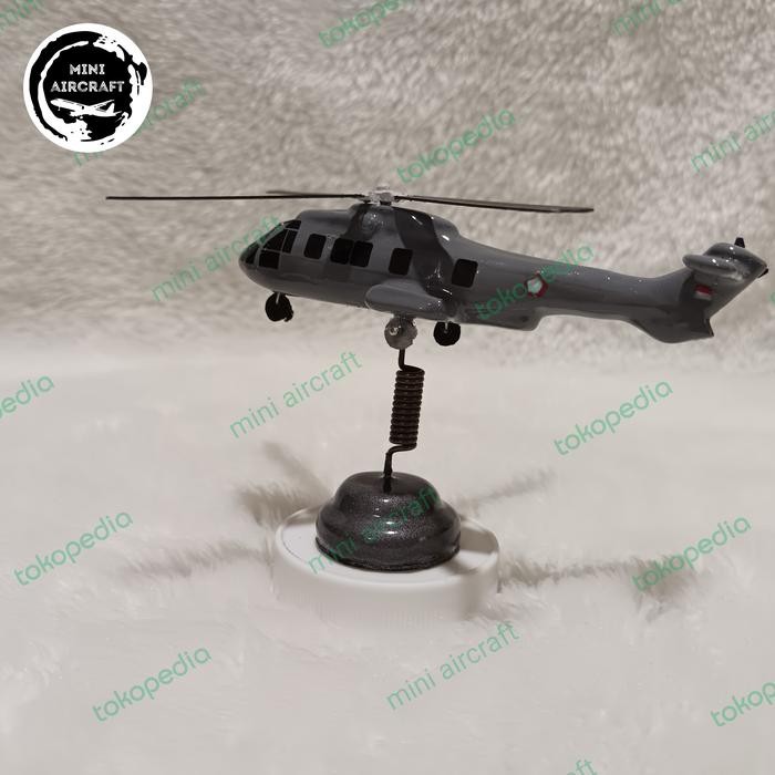 miniatur pesawat helikopter super puma abu abu