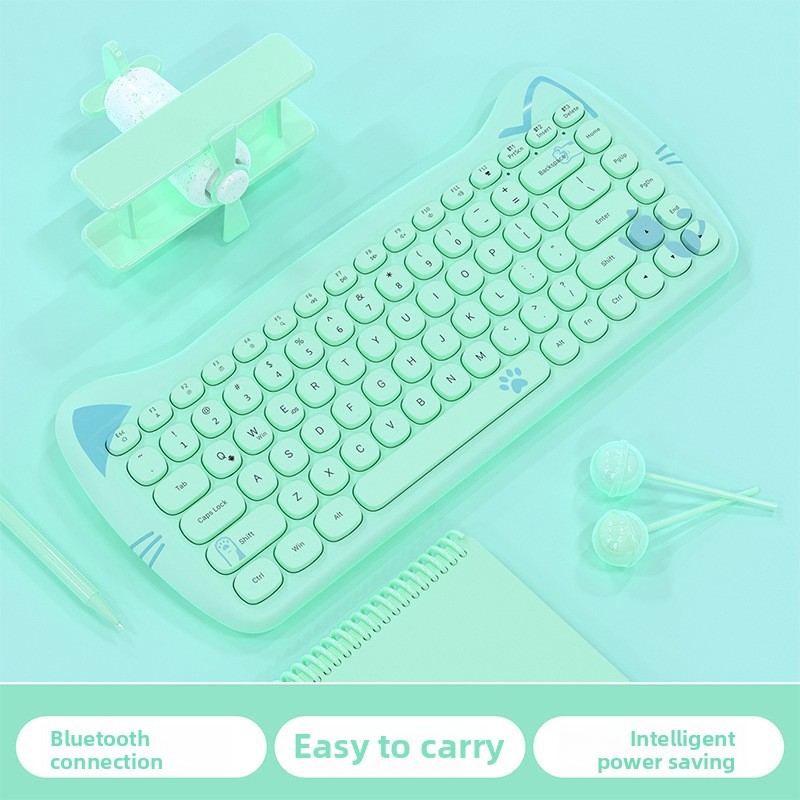 Girl cat bluetooth keyboard tablet laptop home office bluetooth 84 key keyboard