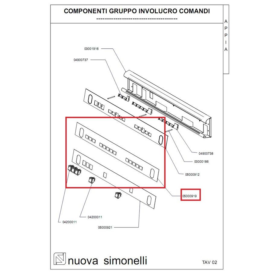 Original Nuova Simonelli Appia 2 Group Button Control Panel Grey / A