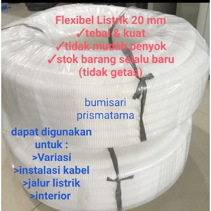 Flexibel Listrik 20 mm/ Selang pipa listrik / Corugated pipa putih