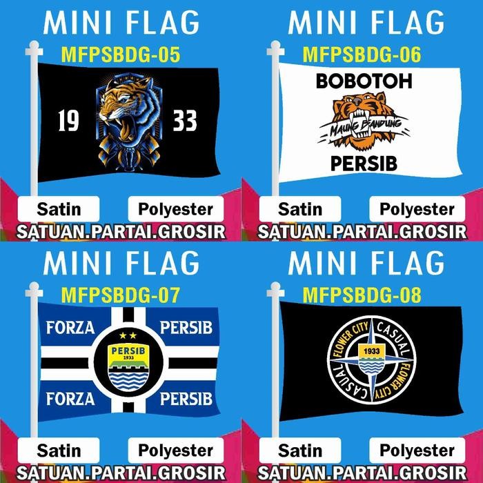 JUAL MINI FLAG PERSIB BANDUNG/BENDERA PERSIB BANDUNG CUSTOM FULL PRINTING