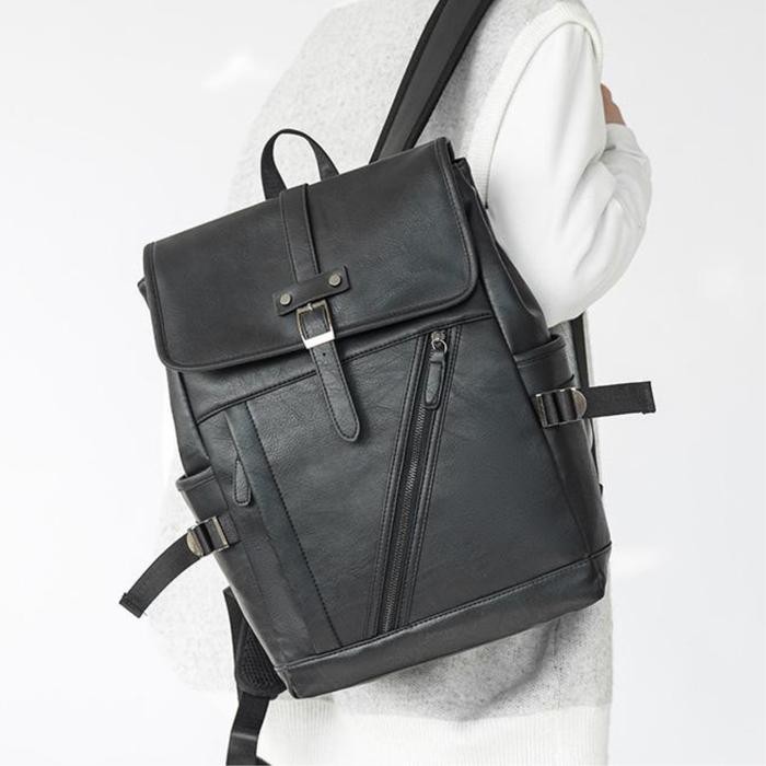 Max-Mor M164 Tas Ransel Pria Kulit Ransel Laptop Pria Backpack Kulit Pria Hitam Tas Ransel Mini