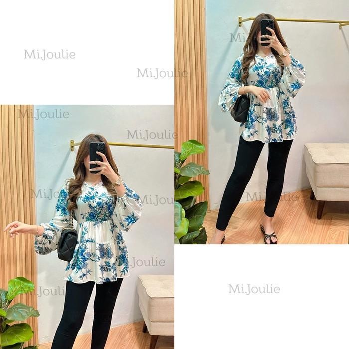 (Allthebest) Ameera Blouse Wanita Rayon Viscose Rempel Baju lengan Balon