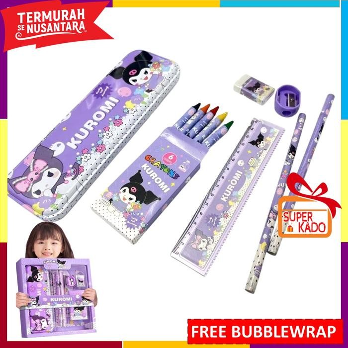 

DISKON Alat Tulis Sekolah Lengkap Kotak Pensil Kuromi Sanrio Set Paket Alat Tulis Stationery Set