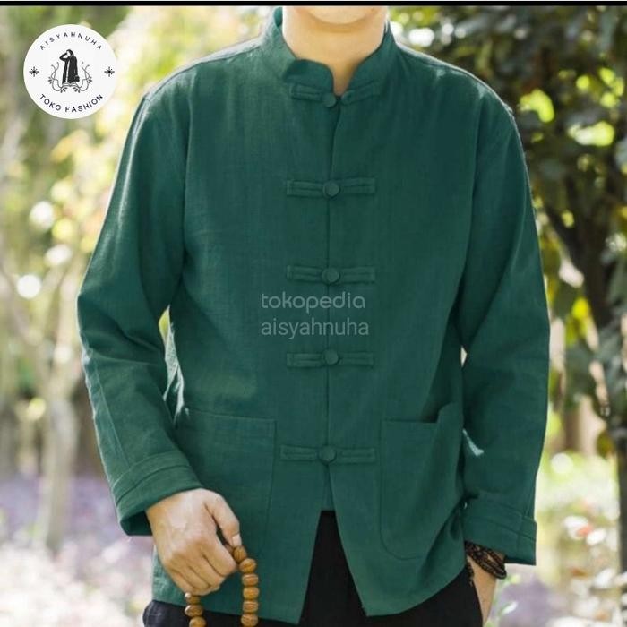 (Allthebest) BAJU KOKO CINA KUNGFU IPMAN PRIA DEWASA POLOS KEKINIAN LENGAN PANJANG