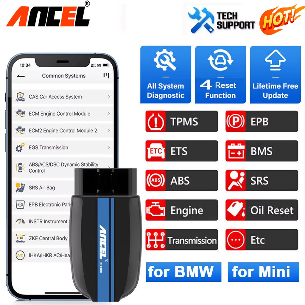Ancel Bd300 Obd2 Scanner Full System Bluetooth Automotive Tool Scan Abs Airbag Transmission Tpms
