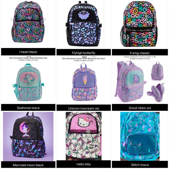 TAS SEKOLAH ANAK SD / SMIGGLE BACKPACK BUDZ, I LOVE SMIGGLE, UNICORN