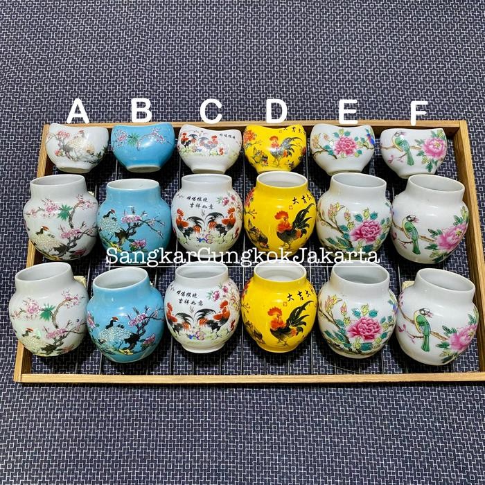 Cepuk Keramik Sangkar Burung Besar Murai Hwamei Anis set 3pcs