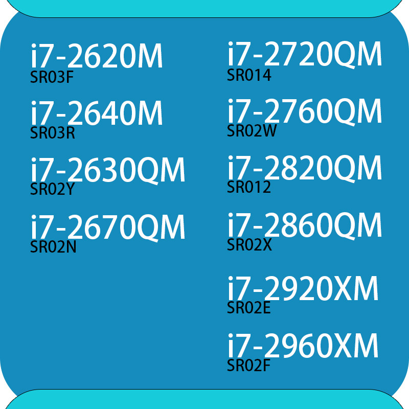 Laptop i7-2920XM/i7-2960XM/i7-2620m/i7-2640m/i7-2630QM/i7-2820QM