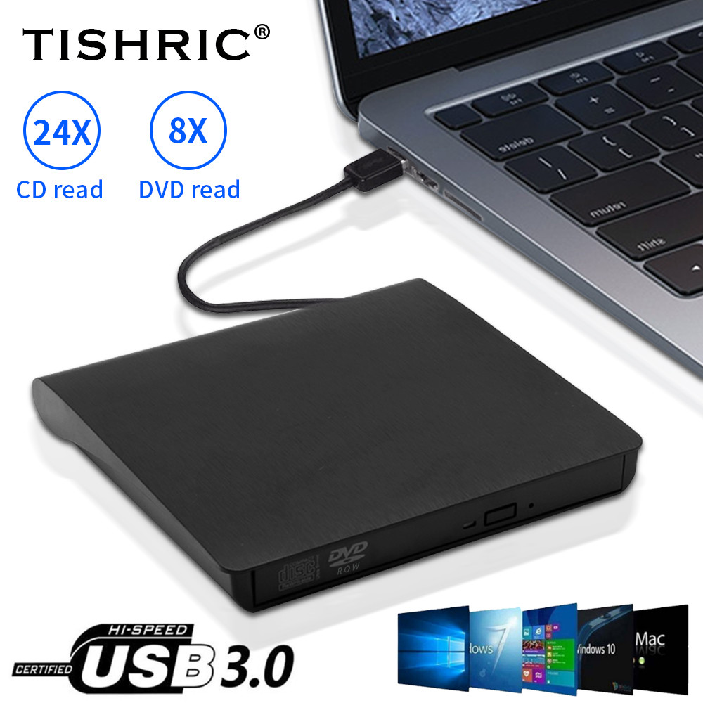 TISHRIC External CD Reader USB External CD And DVD Player For PC Desktop Laptop Usb 3.0 External DVD