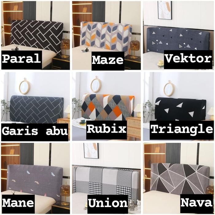 cover sandaran tempat tidur/sarung sandaran tempat tidur motif elastis