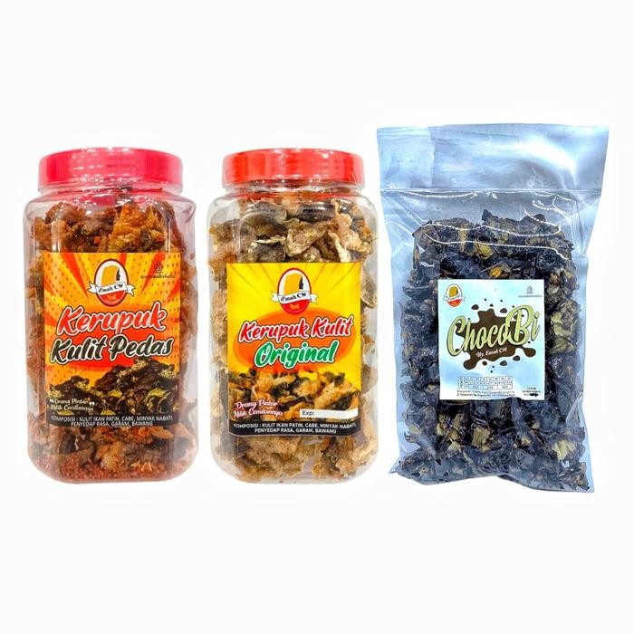 

3 PCS NAGE 20 PAKET KERIPIK SINGKONG ( KULIT IKAN PEDAS MANJE, KULIT IKAN ORIGINAL, 500G CHOCOBI)